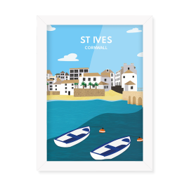 St Ives Cornwall Print or Framed Print White Frame by Jezzie Hill